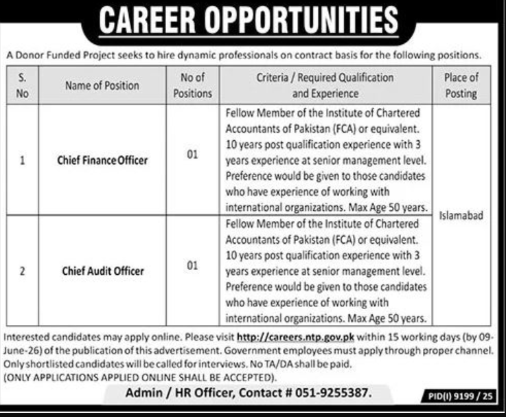 Donor Funded Project Islamabad Jobs 2026