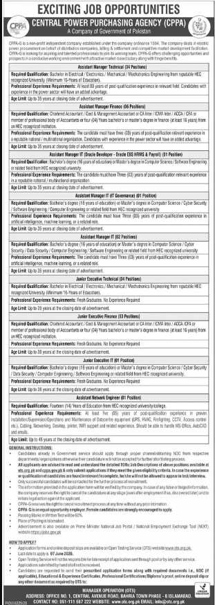 Central Power Purchasing Agency CPPA Jobs 2026