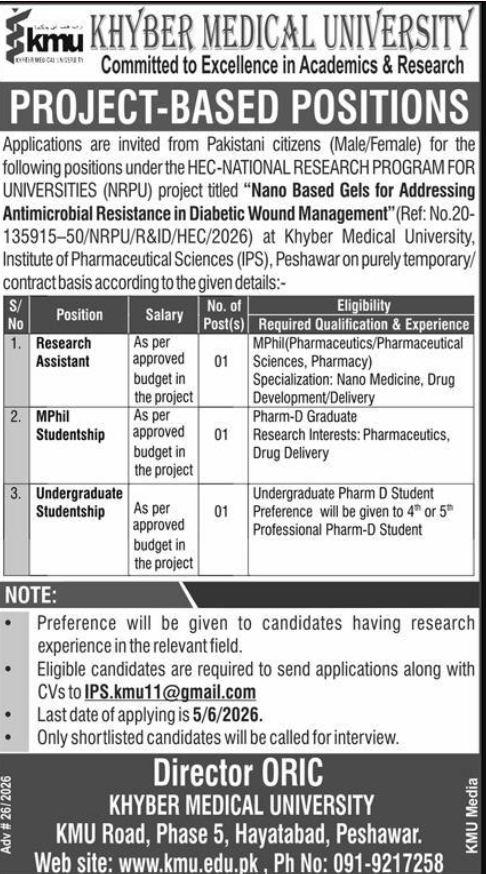 Khyber Medical University Jobs 2026