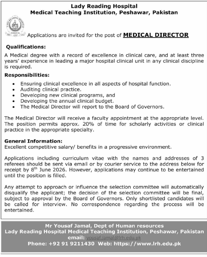 Lady Reading Hospital LRH MTI Peshawar Jobs 2026